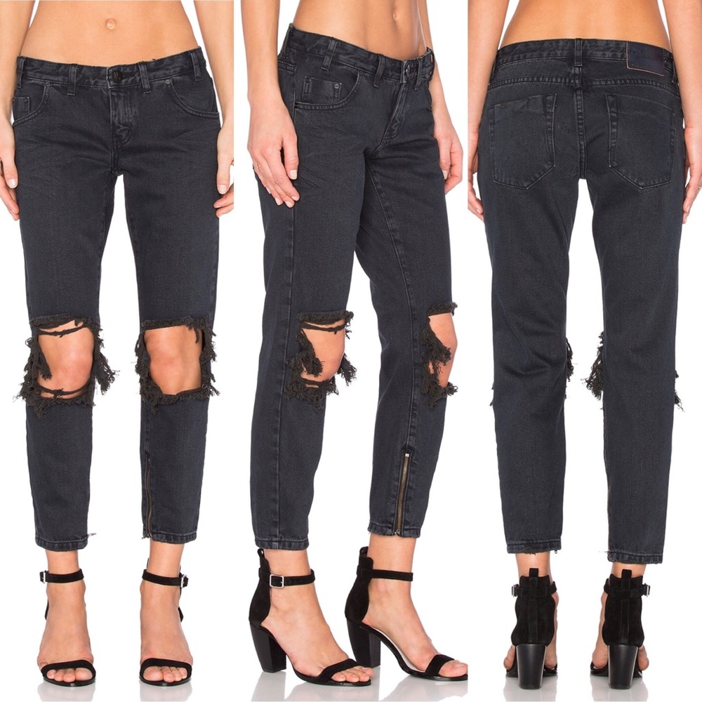 One Teaspoon Fox Black FreeBird Skinny Leg Jean 26